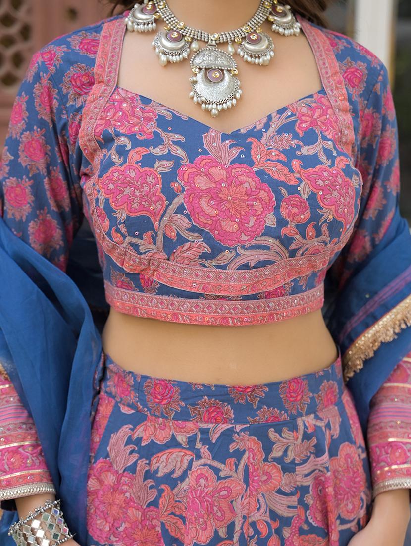 women floral printed flared stitched lehenga - 21931951 - Standard Image - 2
