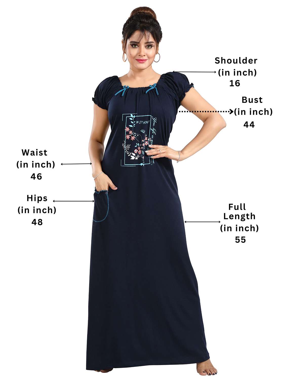 women printed short sleeves nighty - 21931955 -  Standard Image - 2