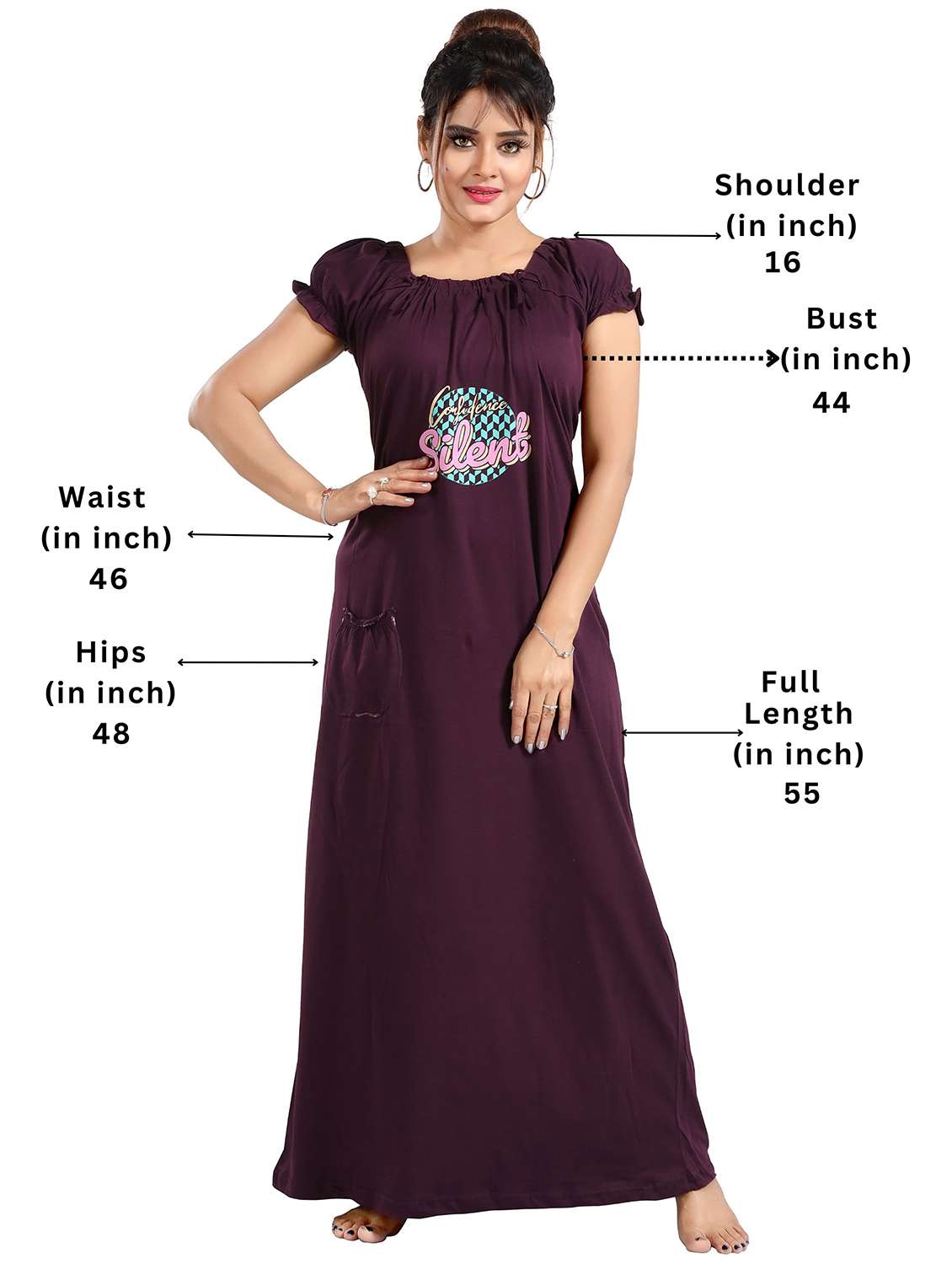 women printed short sleeves nighty - 21931956 -  Standard Image - 2