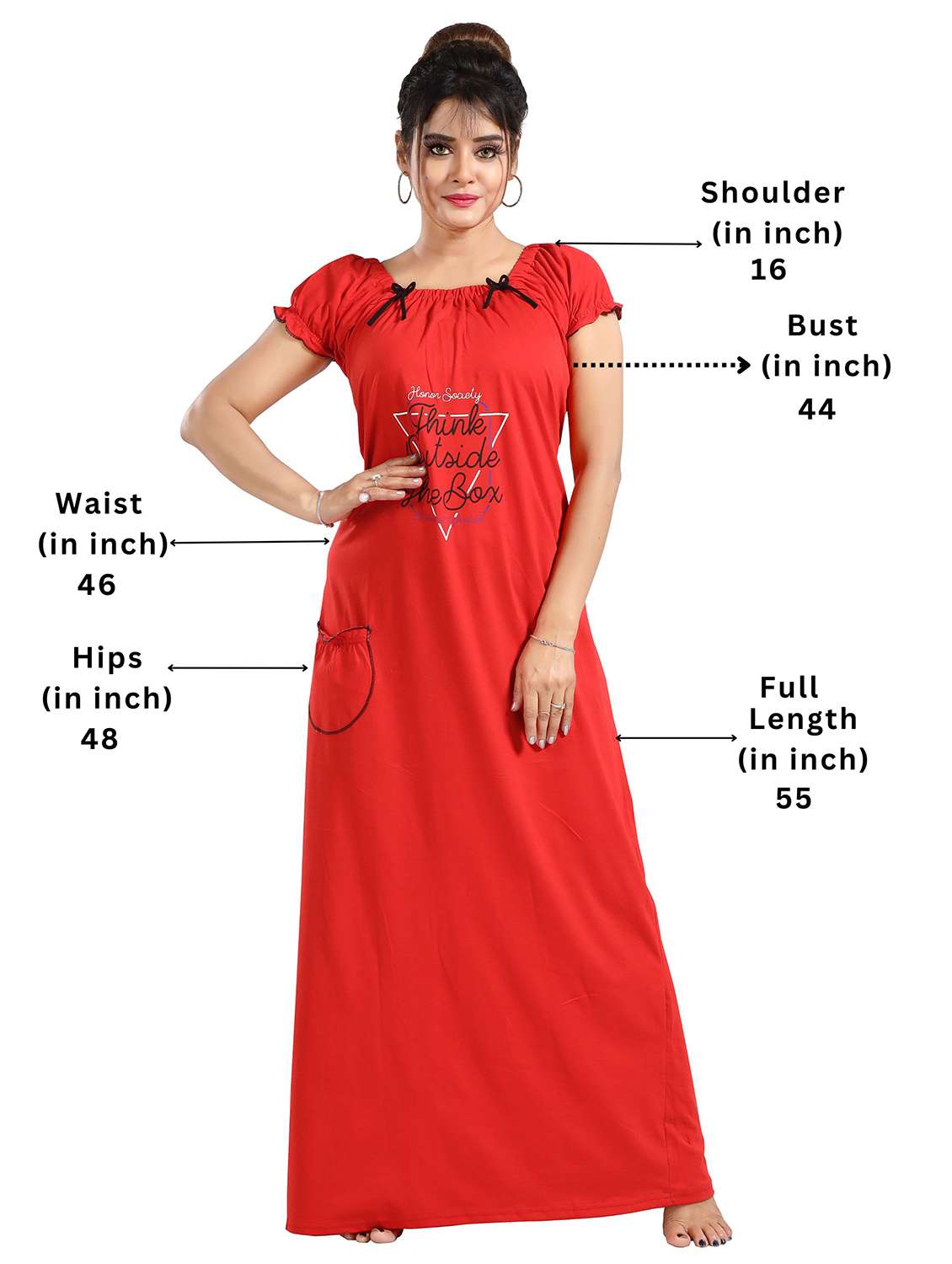 women printed short sleeves nighty - 21931957 -  Standard Image - 2