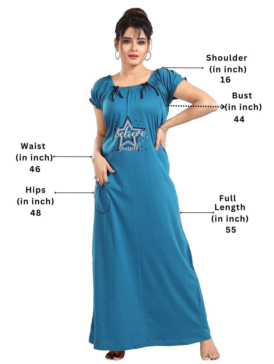 women printed short sleeves nighty - 21931958 -  Standard Image - 2