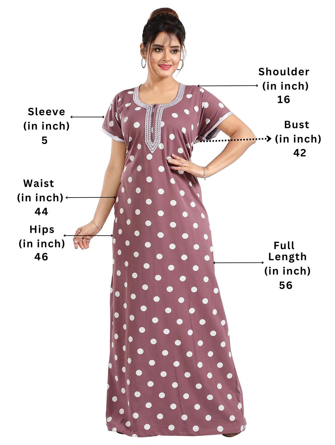 women polka doted short sleeves nighty - 21931963 -  Standard Image - 2