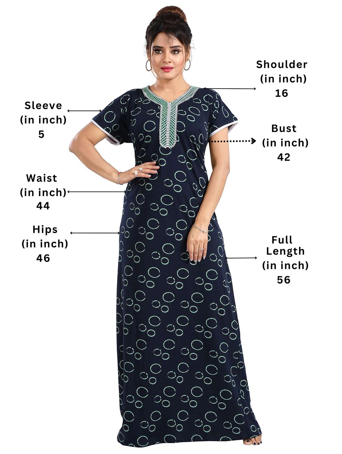 women printed short sleeves nighty - 21931964 -  Standard Image - 2