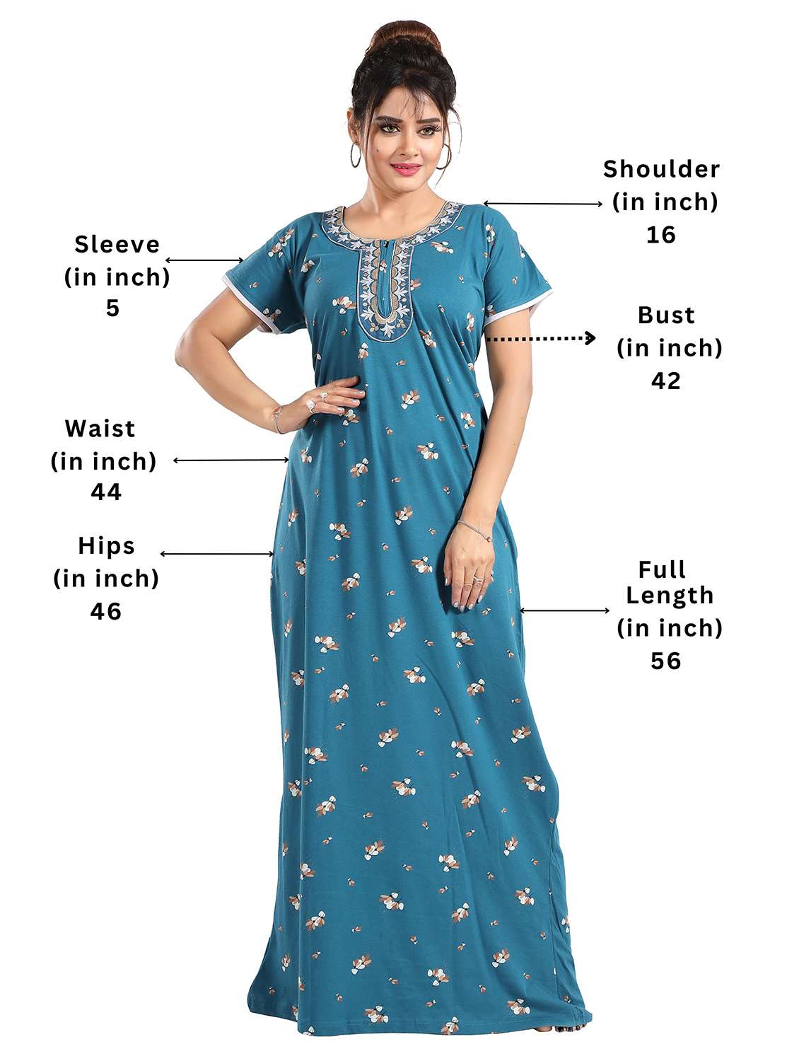 women printed short sleeves nighty - 21931967 -  Standard Image - 2