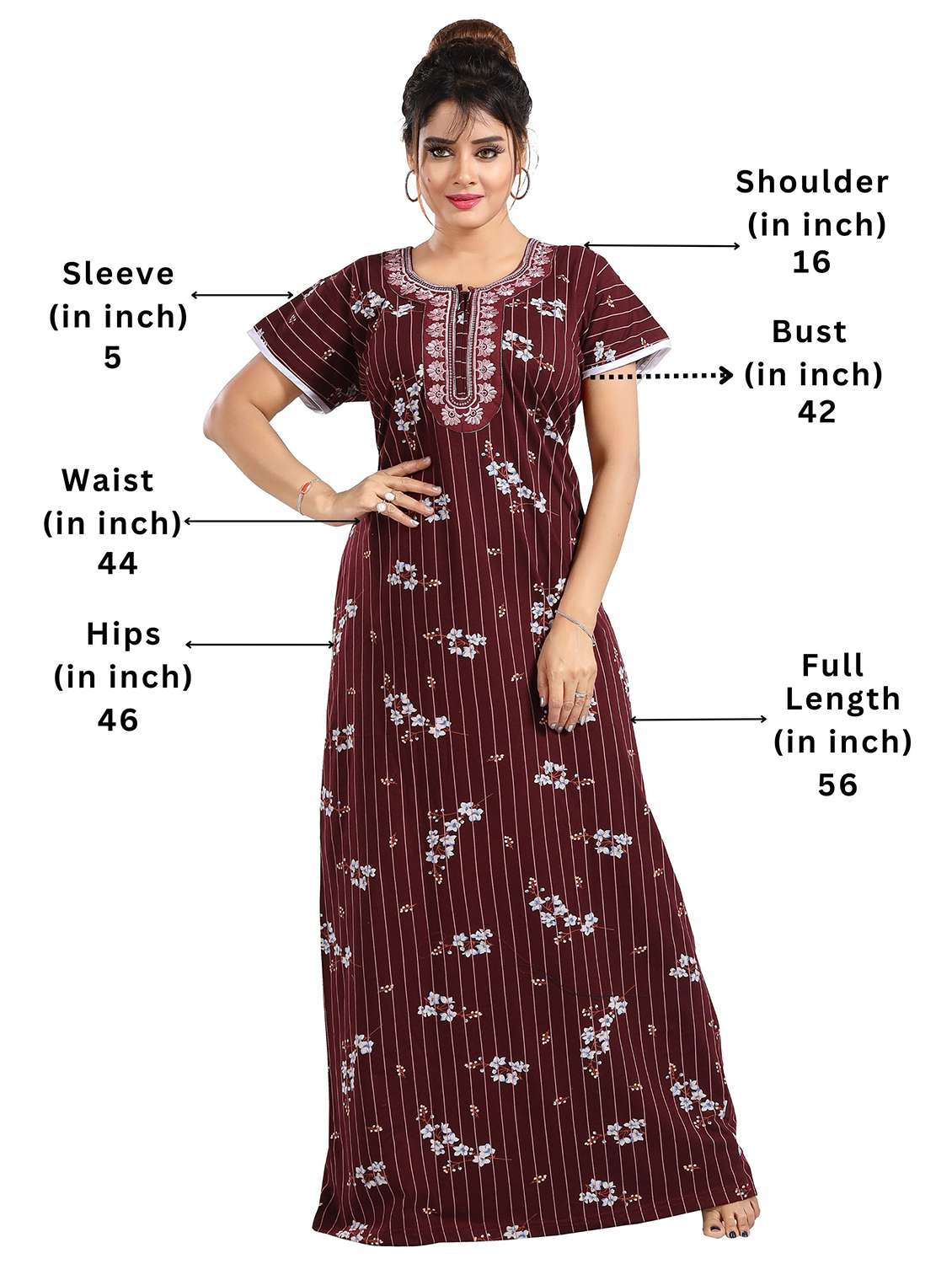 women floral printed short sleeves nighty - 21931968 -  Standard Image - 2