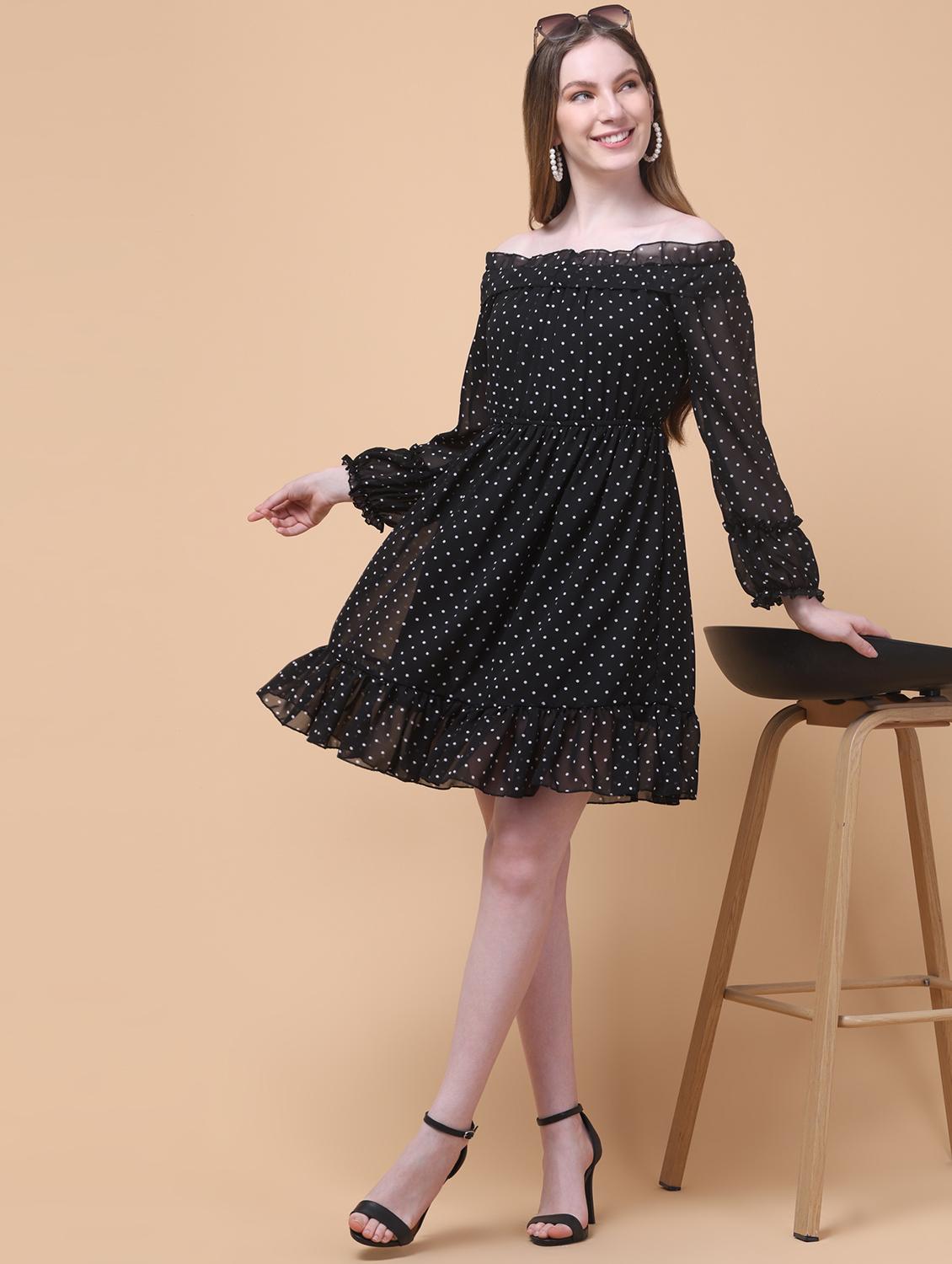 women polka doted off shoulder tiered - 21931980 - Zoom Image - 0