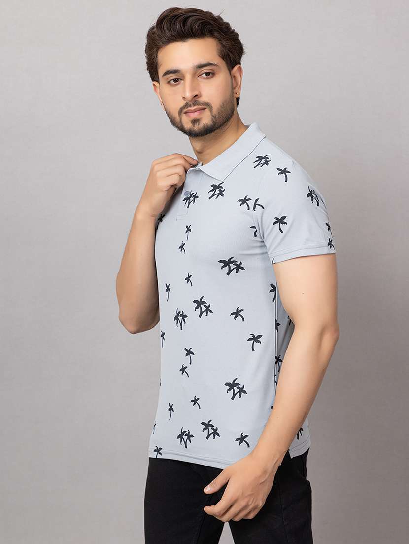 men printed short sleeves regular fit polo t-shirt
