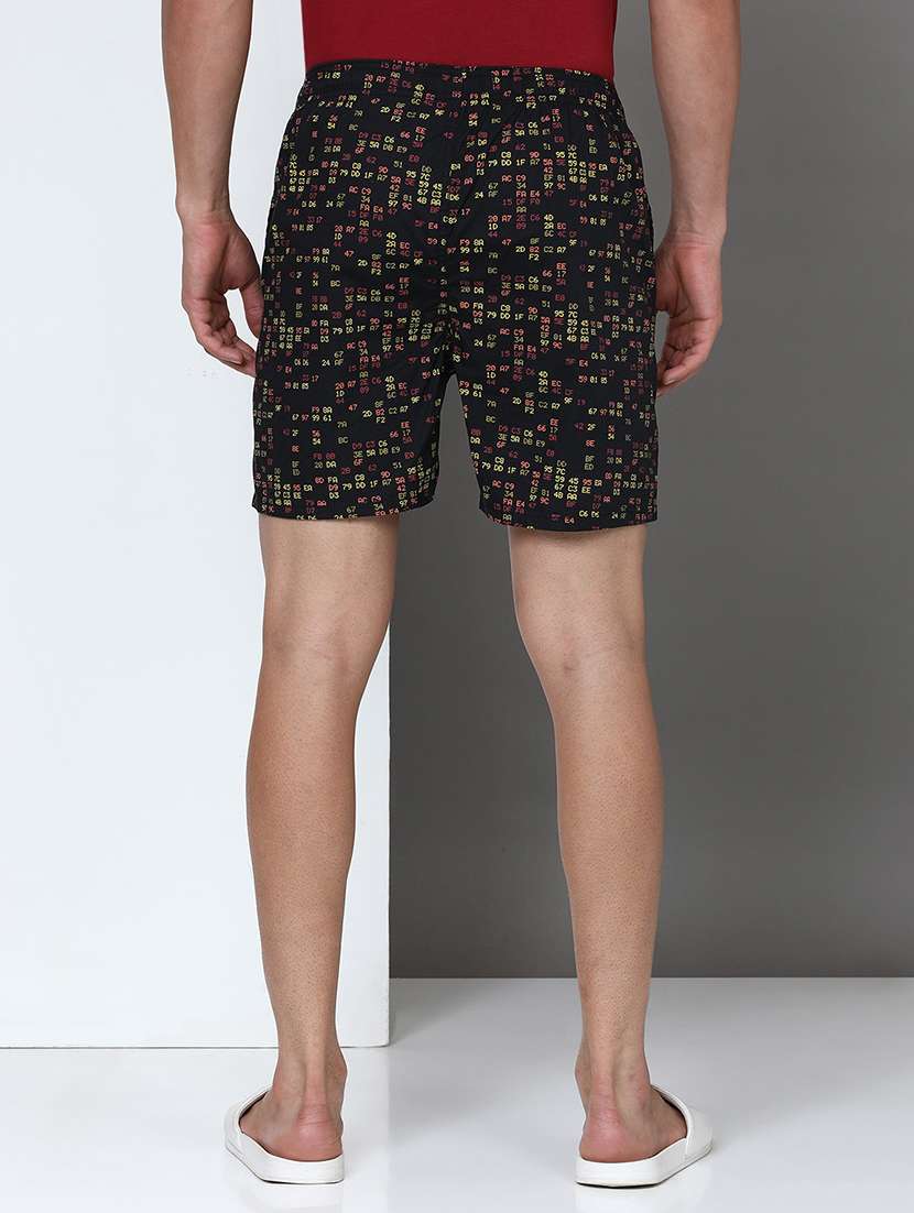 men black printed mid rise loungewear boxer - 21932062 -  Standard Image - 2
