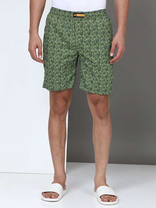 green cotton lycra shorts - 21932063 - Standard Image - 0