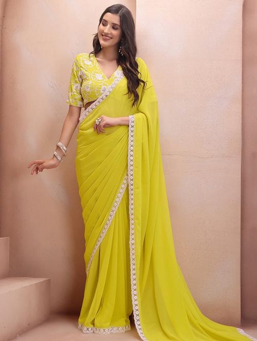 women solid with bordered saree with blouse - 21932081 - Standard Image - 0