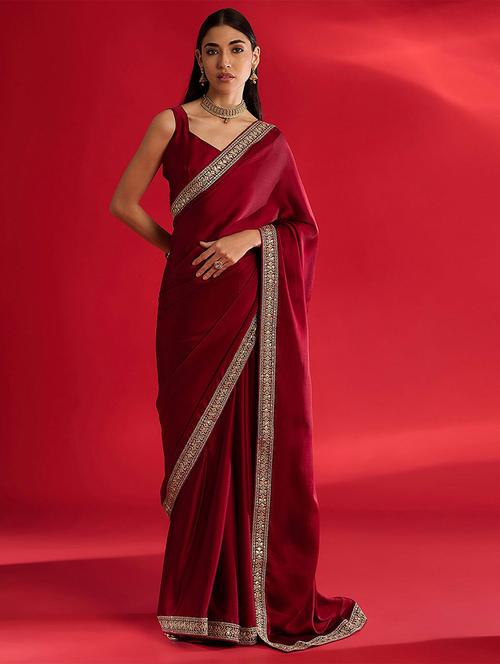 women solid with bordered saree with blouse - 21932136 - Standard Image - 0