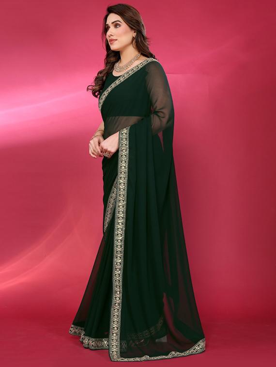 women solid with bordered saree with blouse - 21932139 - Standard Image - 2