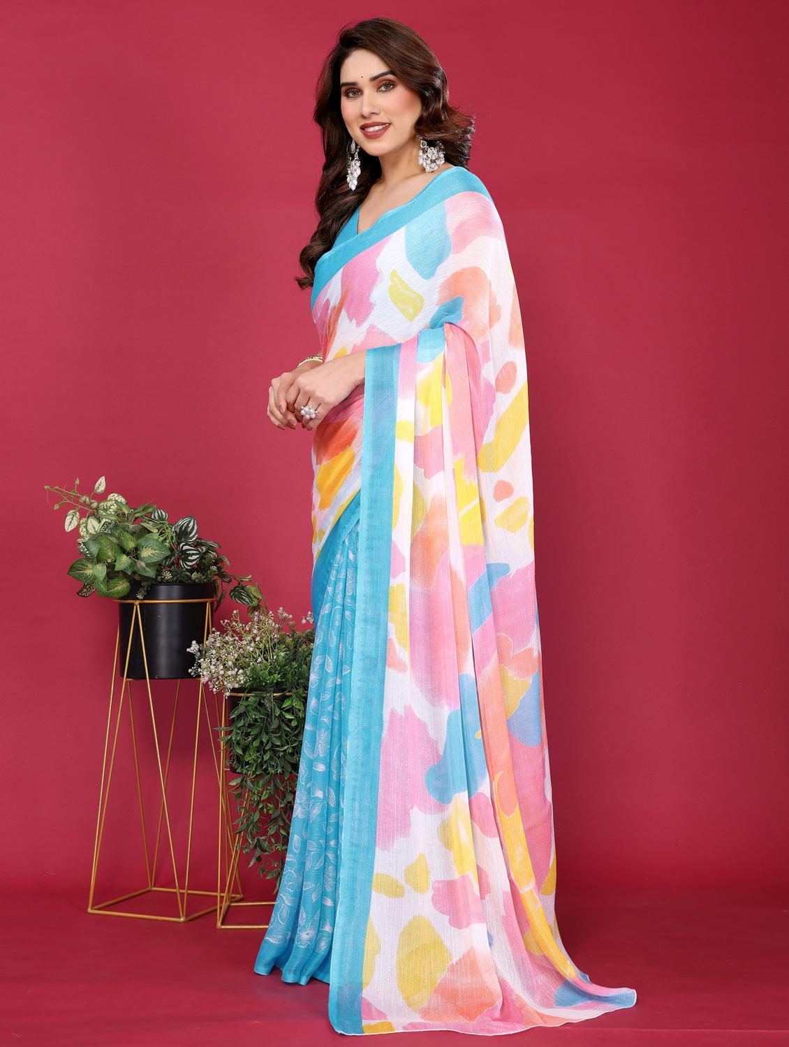 women printed half & half saree with blouse - 21932141 - Standard Image - 2