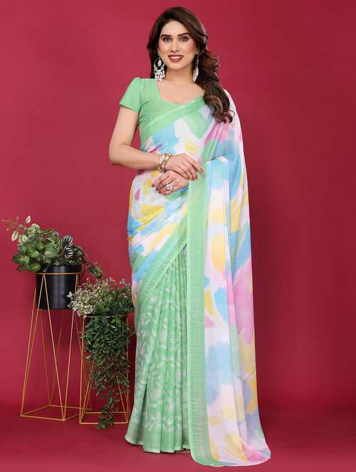 women printed half & half saree with blouse - 21932146 -  Standard Image - 0