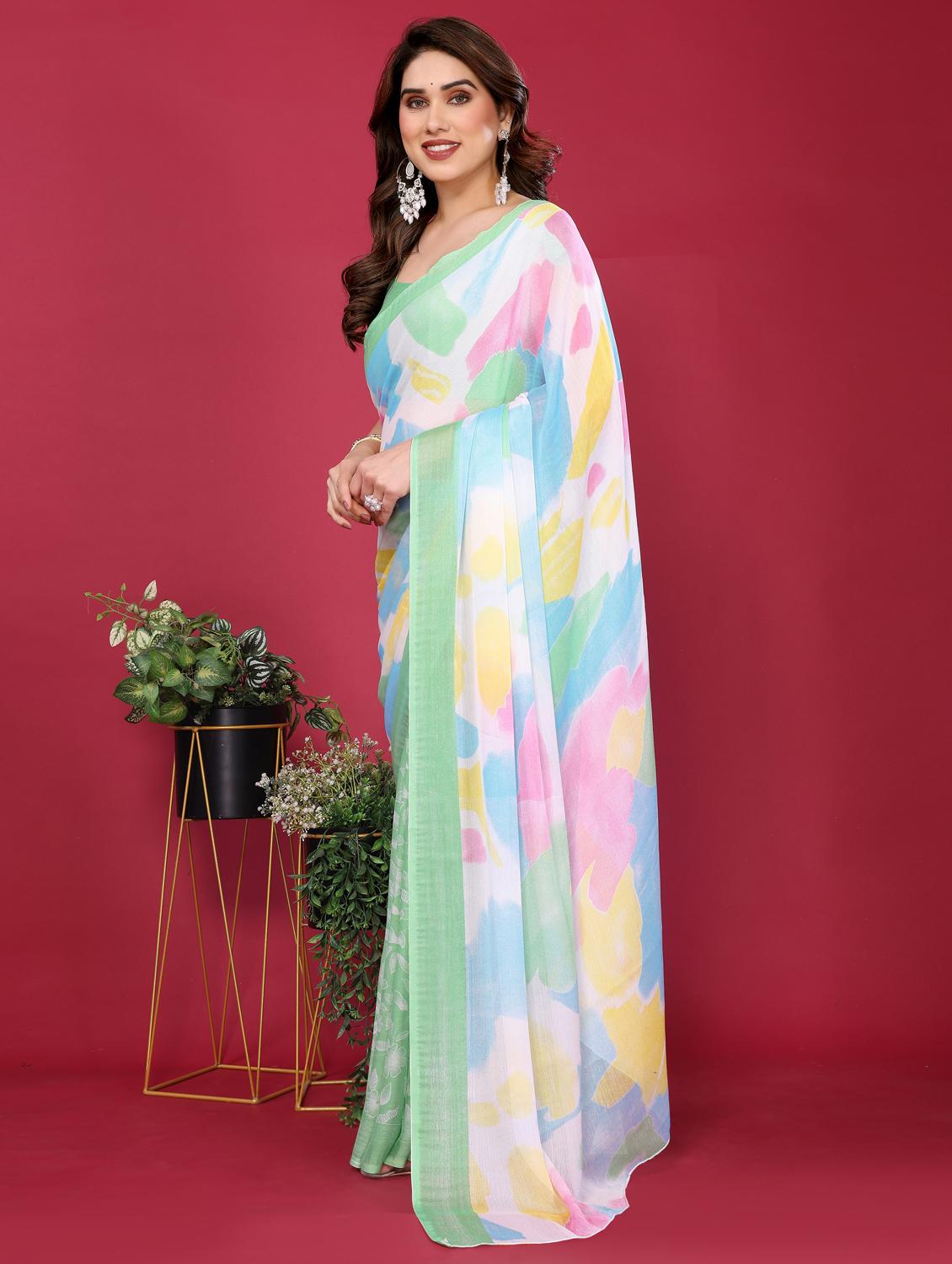 women printed half & half saree with blouse - 21932146 - Standard Image - 2