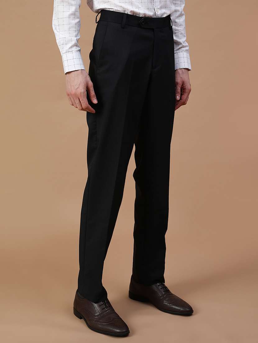 men solid mid rise flat front formal trouser - 21932210 -  Standard Image - 2