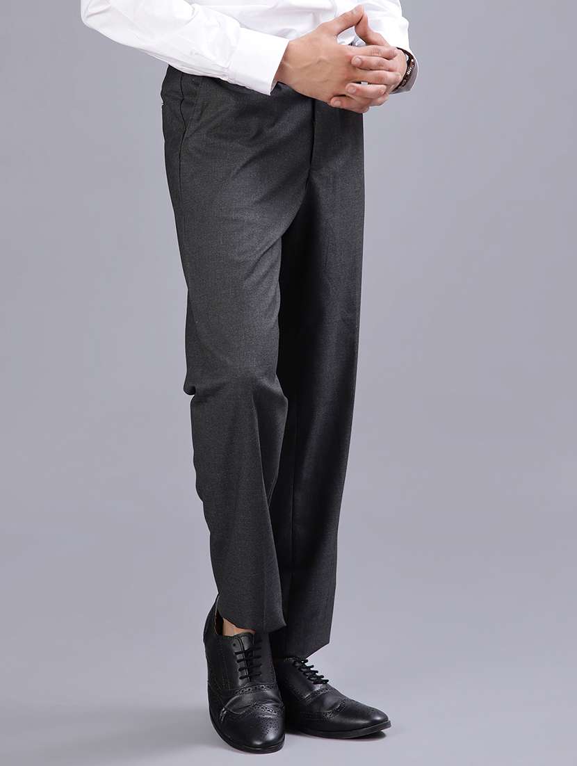 men solid mid rise flat front formal trouser - 21932211 -  Standard Image - 2