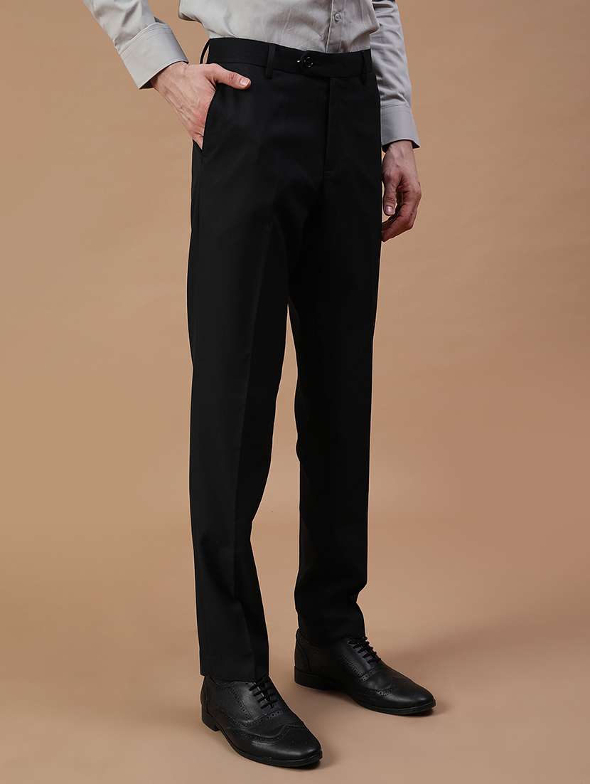 men solid mid rise flat front formal trouser - 21932212 -  Standard Image - 2