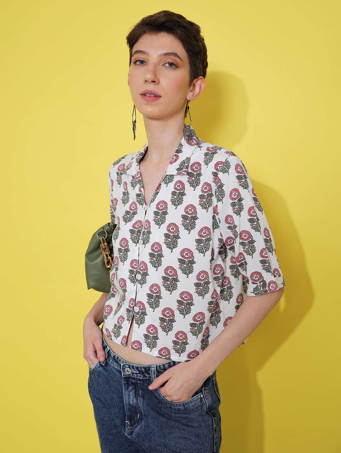 women printed collared shirt style top - 21932268 - Zoom Image - 0