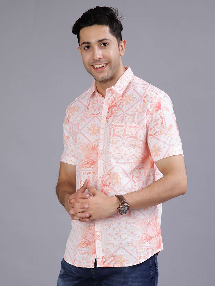 men printed collared short sleeve shirt - 21932322 -  Standard Image - 2
