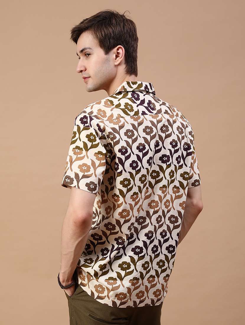 men floral short sleeve regular fit casual shirt - 21932386 -  Standard Image - 2