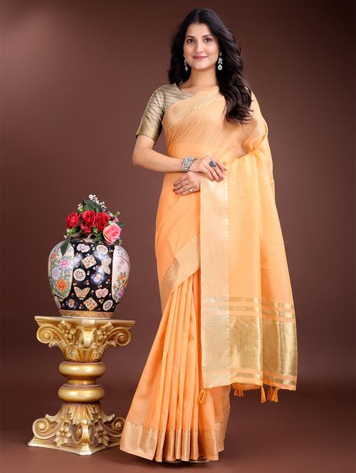 women solid with bordered ready to wear saree with blouse - 21932434 -  Standard Image - 0