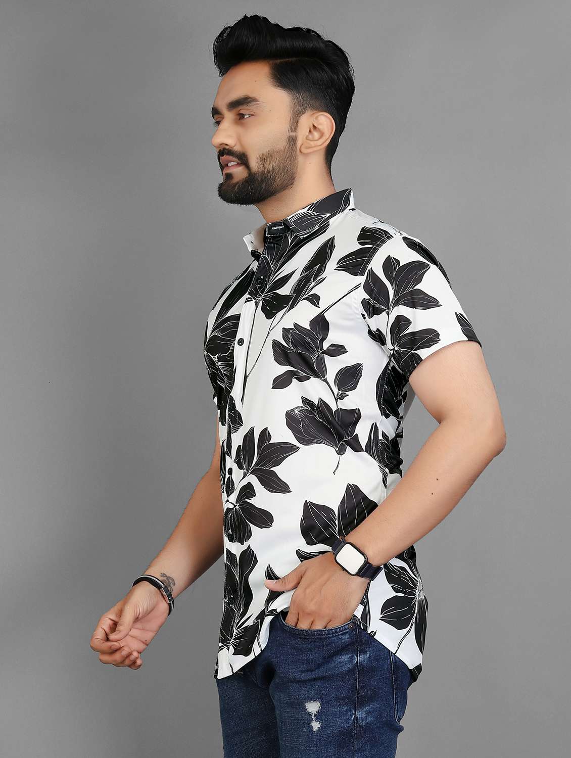 men floral short sleeve regular fit casual shirt - 21932455 -  Standard Image - 2