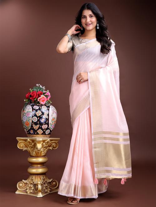 women solid with bordered ready to wear saree with blouse - 21932486 -  Standard Image - 0