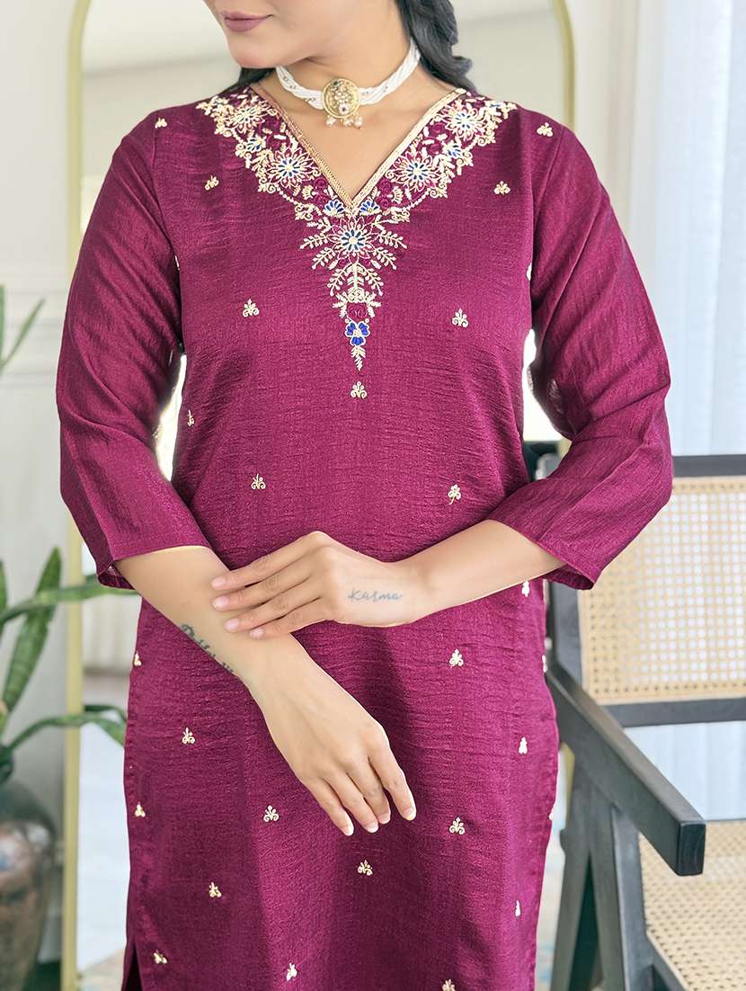 women three quarter sleeve kurta pant with dupatta set - 21932491 - Standard Image - 2