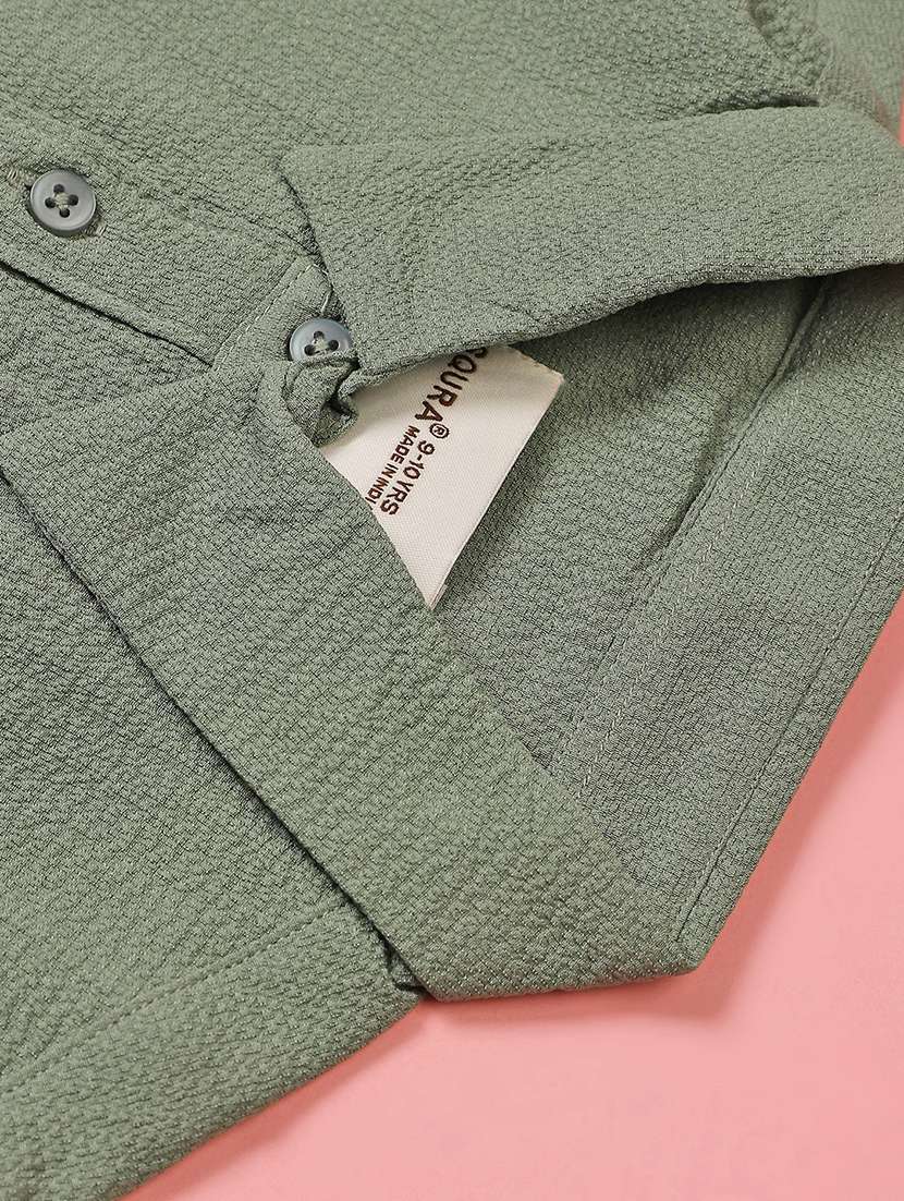 boys solid collared long sleeve shirt - 21932516 -  Standard Image - 2