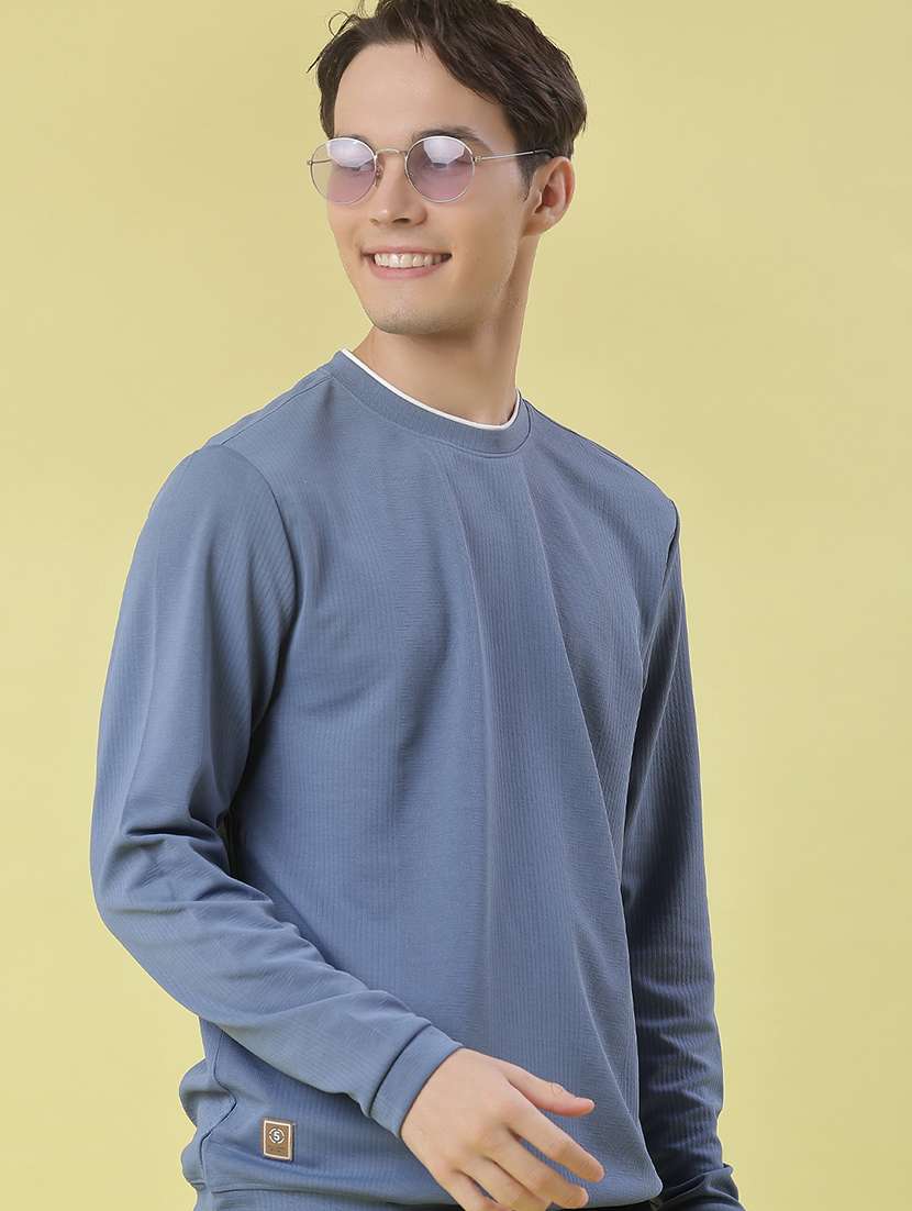 men solid long sleeve regular fit t-shirt