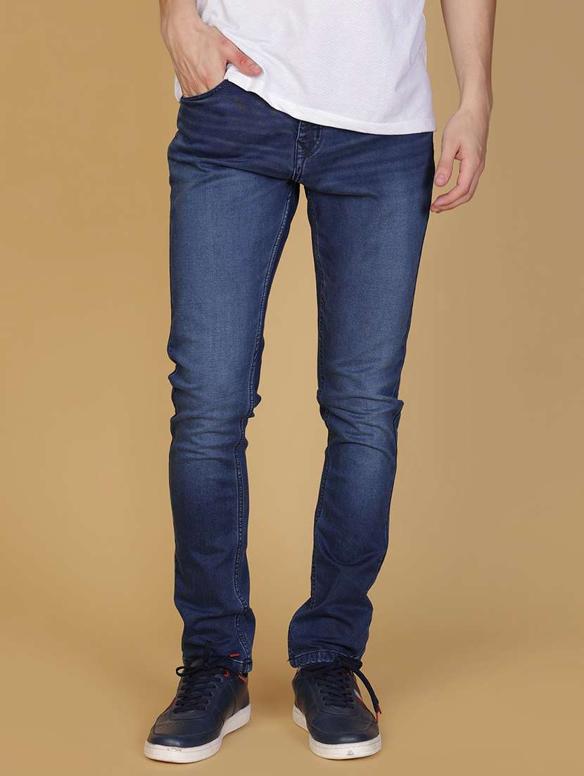 men solid mid rise slim fit jean