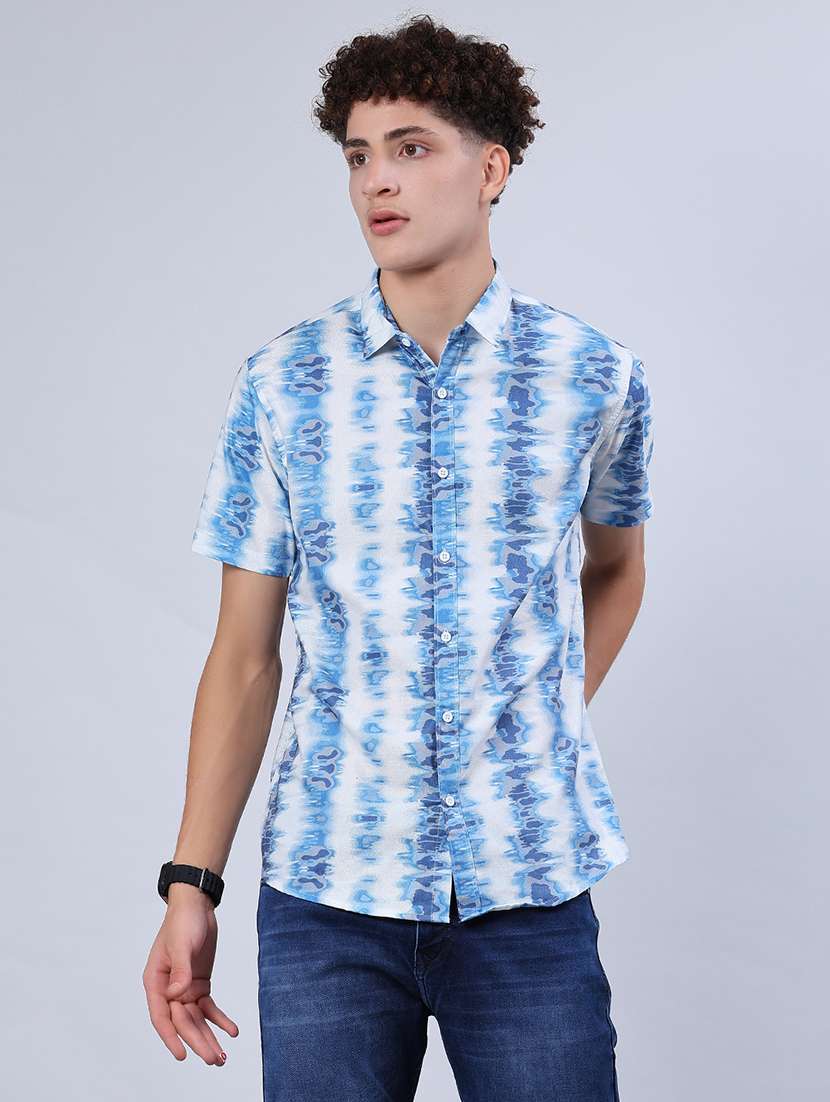 men printed collared short sleeve shirt - 21932603 -  Standard Image - 2