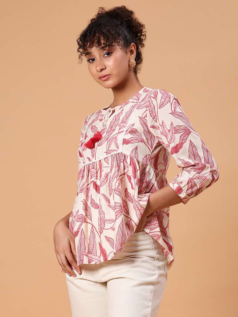 women printed three quarter sleeve kurti - 21932689 -  Standard Image - 2