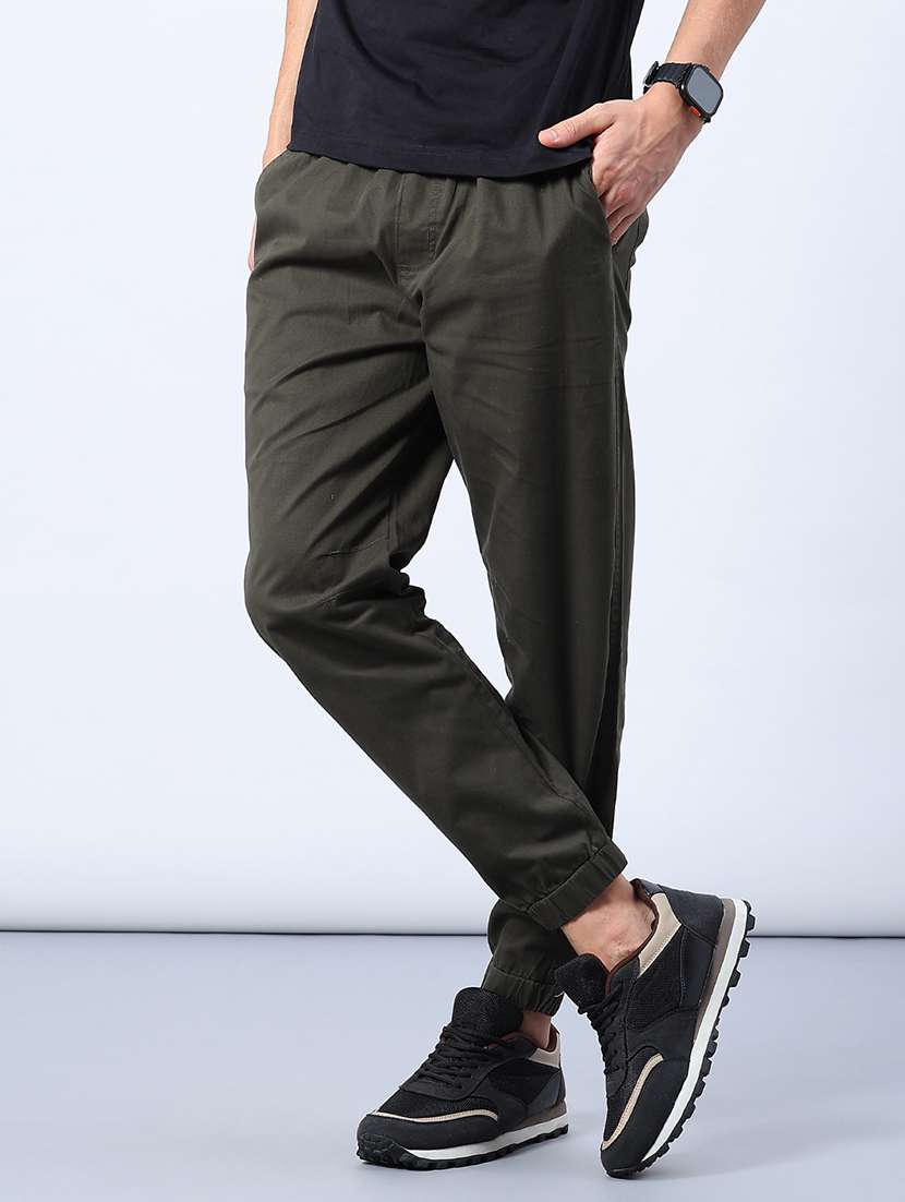 men solid mid rise relaxed fit jogger - 21932701 -  Standard Image - 2