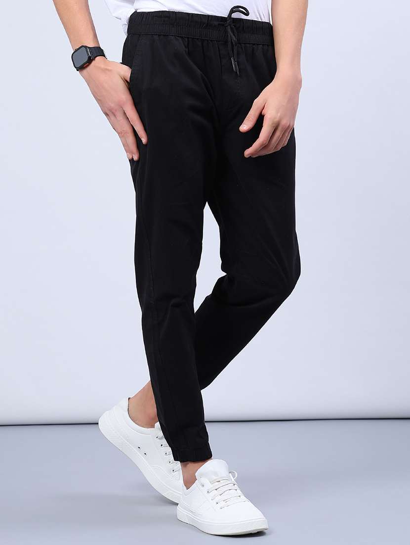 men solid mid rise relaxed fit jogger - 21932702 -  Standard Image - 2