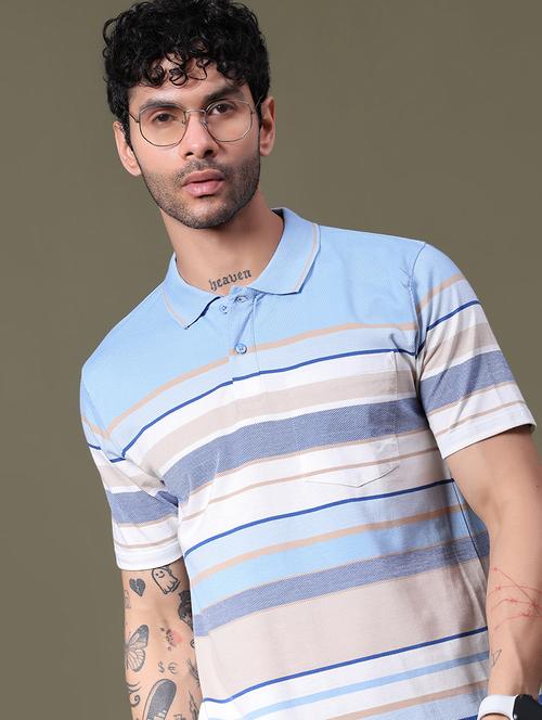 men striped short sleeve regular fit polo t-shirt - 21932714 - Standard Image - 0