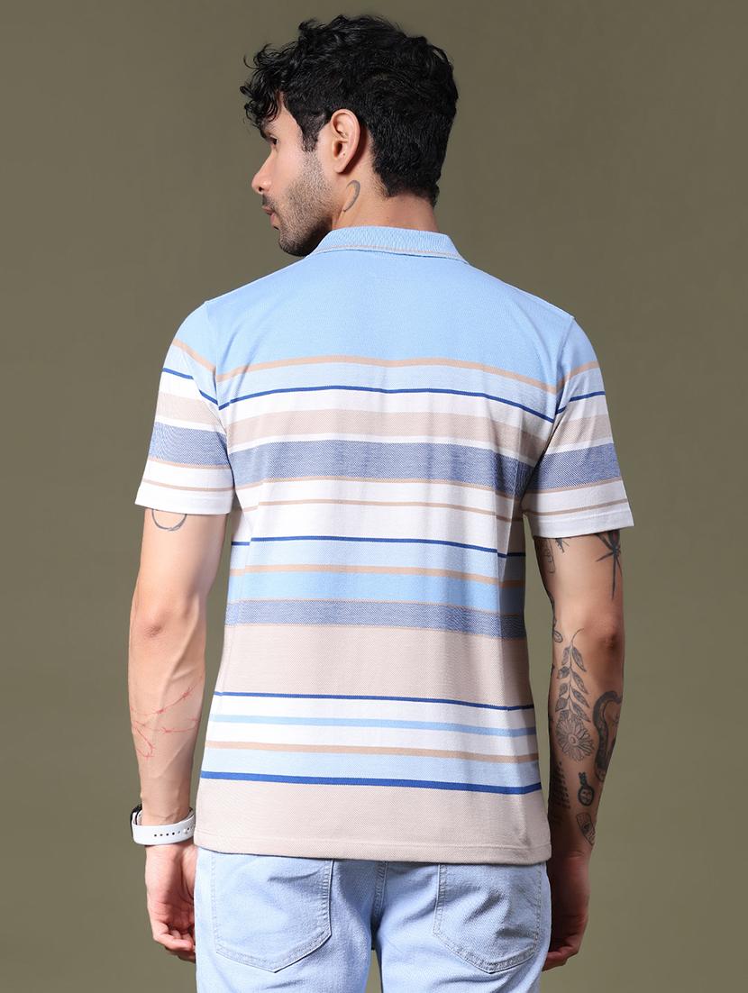 men striped short sleeve regular fit polo t-shirt - 21932714 - Standard Image - 2