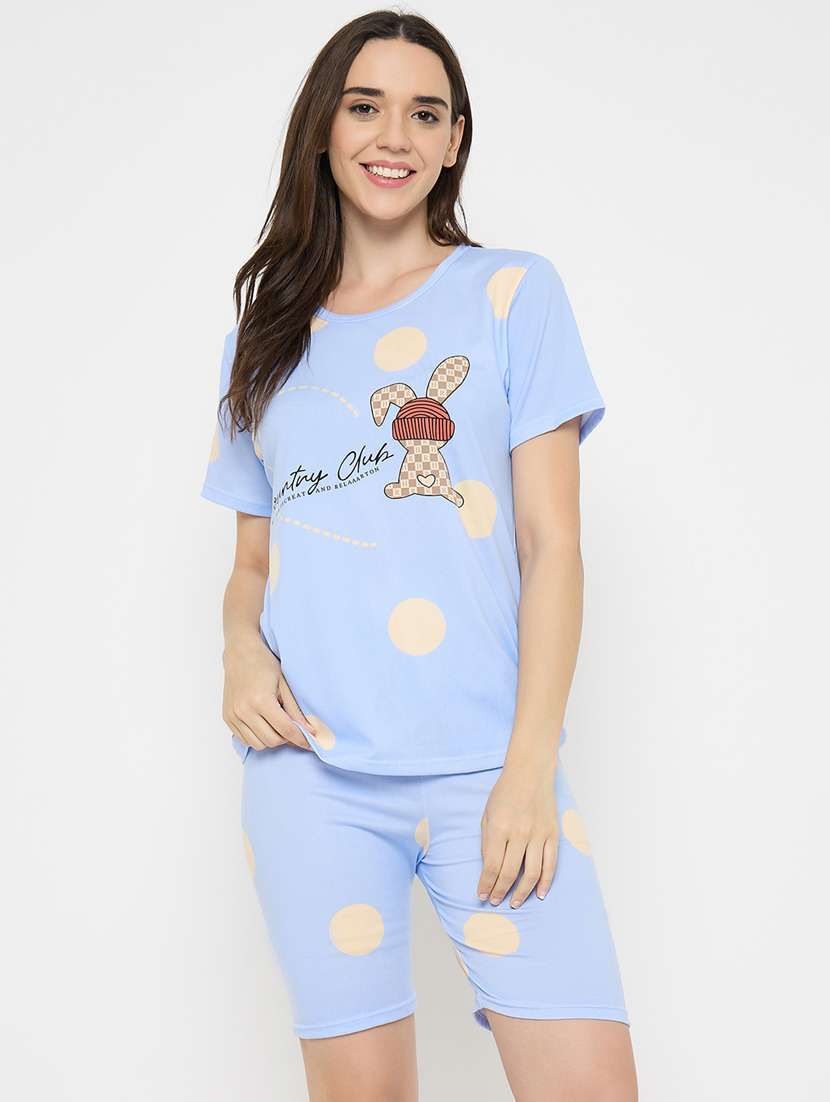 women printed nightwear shorts set