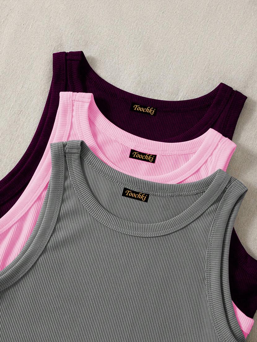 women pack of 3 solid sleeveless tank top - 21932749 - Standard Image - 2