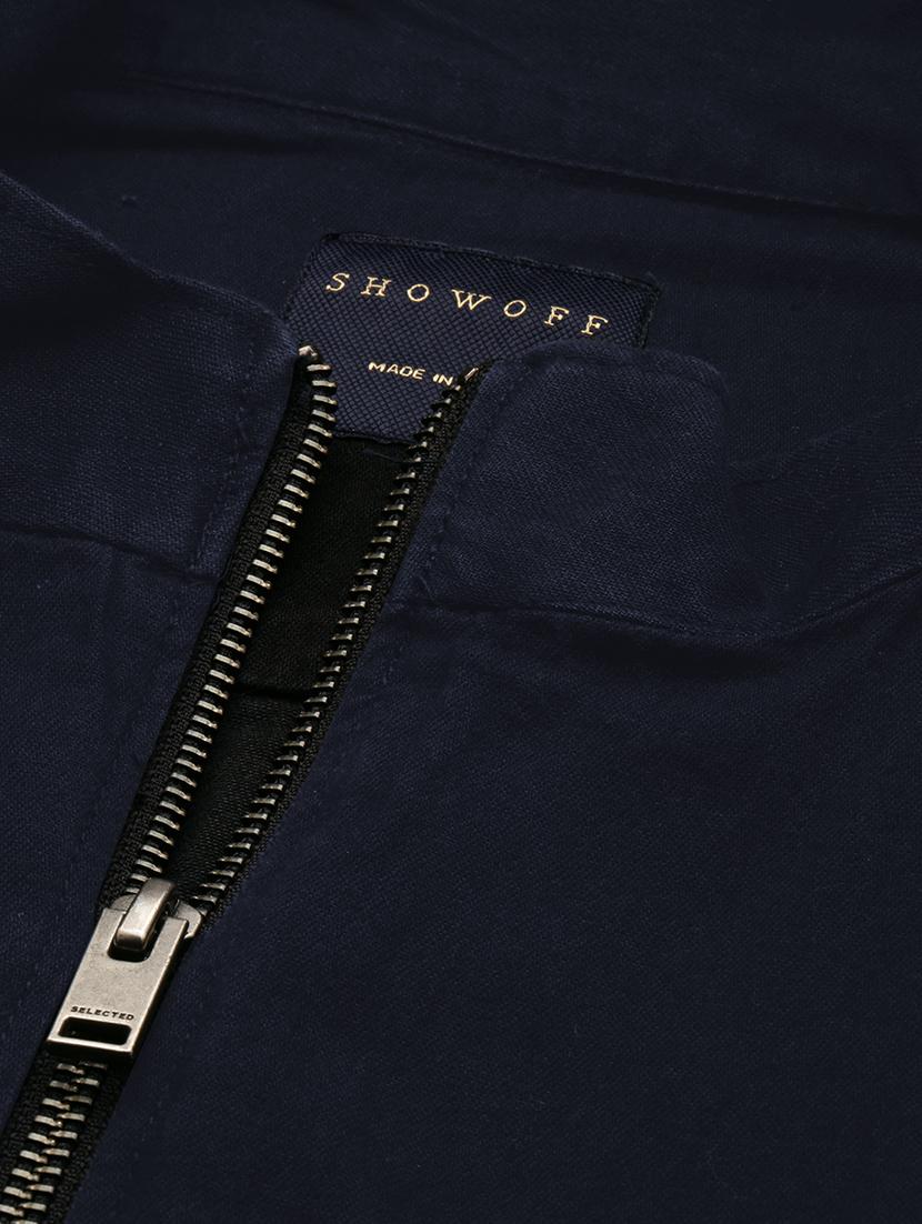 men navy blue solid long sleeve casual jacket - 21933401 - Standard Image - 2