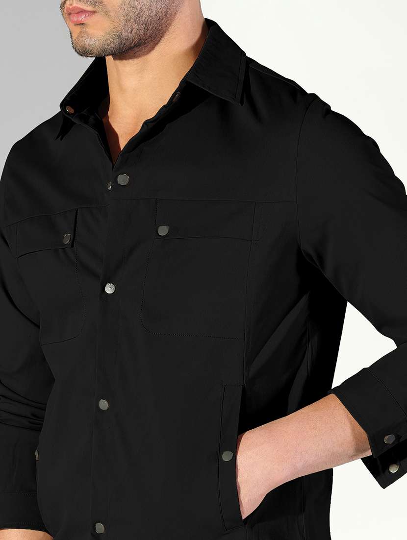 men solid long sleeve regular fit shacket - 21933403 -  Standard Image - 2