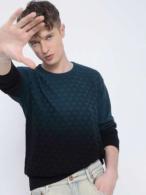 men ombre long sleeve regular fit pullover