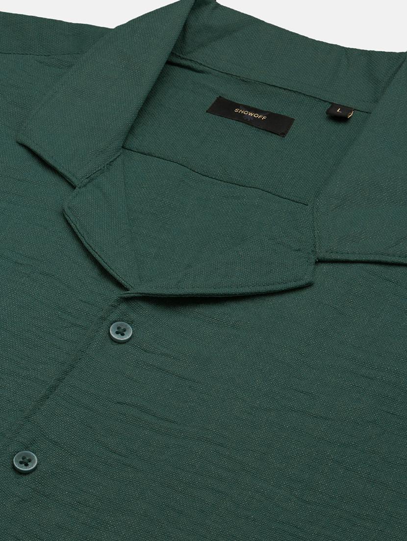 men's solid green cotton blend co-ord set - 21933410 - Standard Image - 7