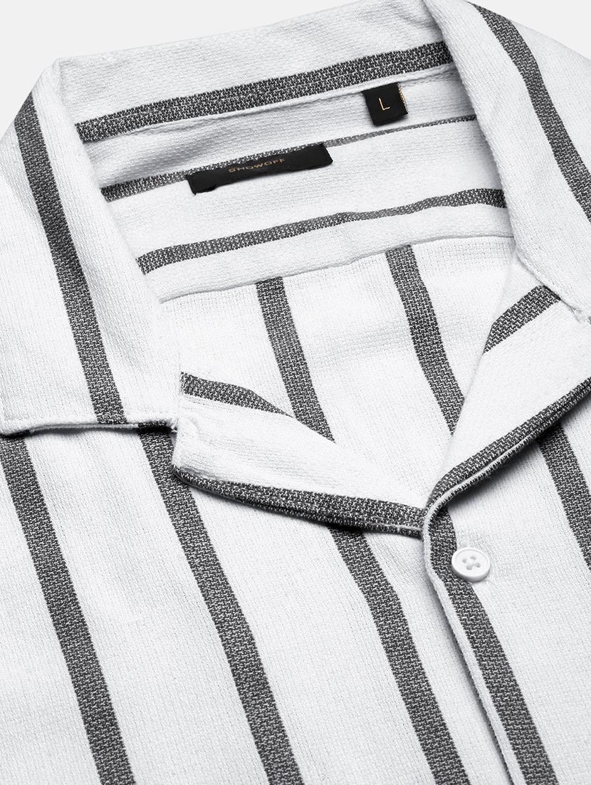men's white and grey striped cotton co-ord set - 21933412 - Standard Image - 7