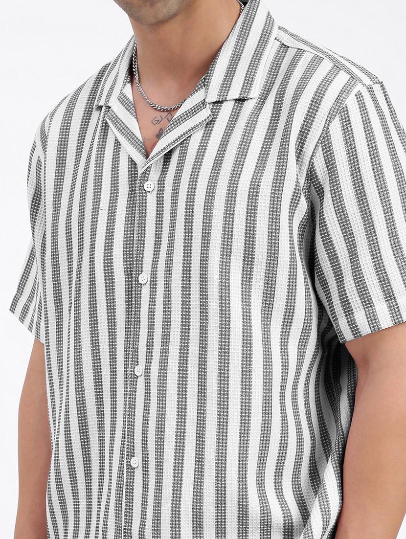 men's striped cotton blend co-ord set casual wear - 21933414 - Standard Image - 2