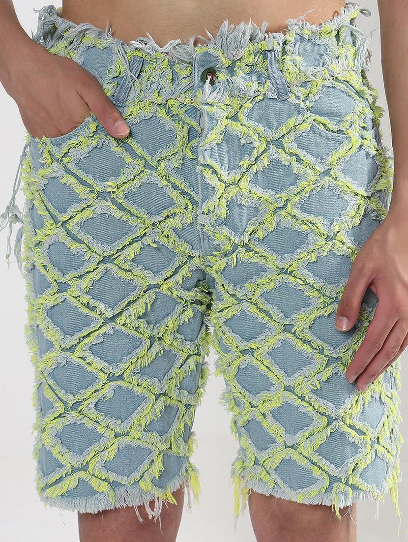 men blue geometric low rise regular fit shorts - 21933429 - Standard Image - 2