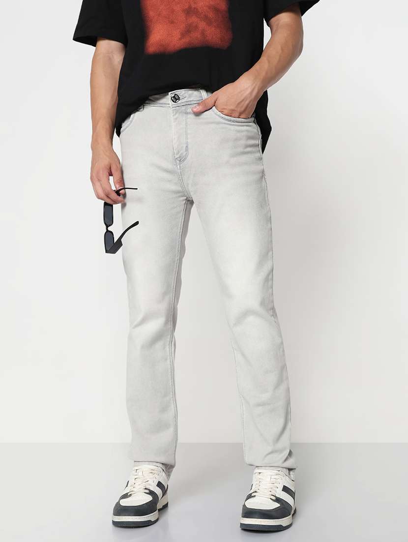 men solid mid rise slim fit jean