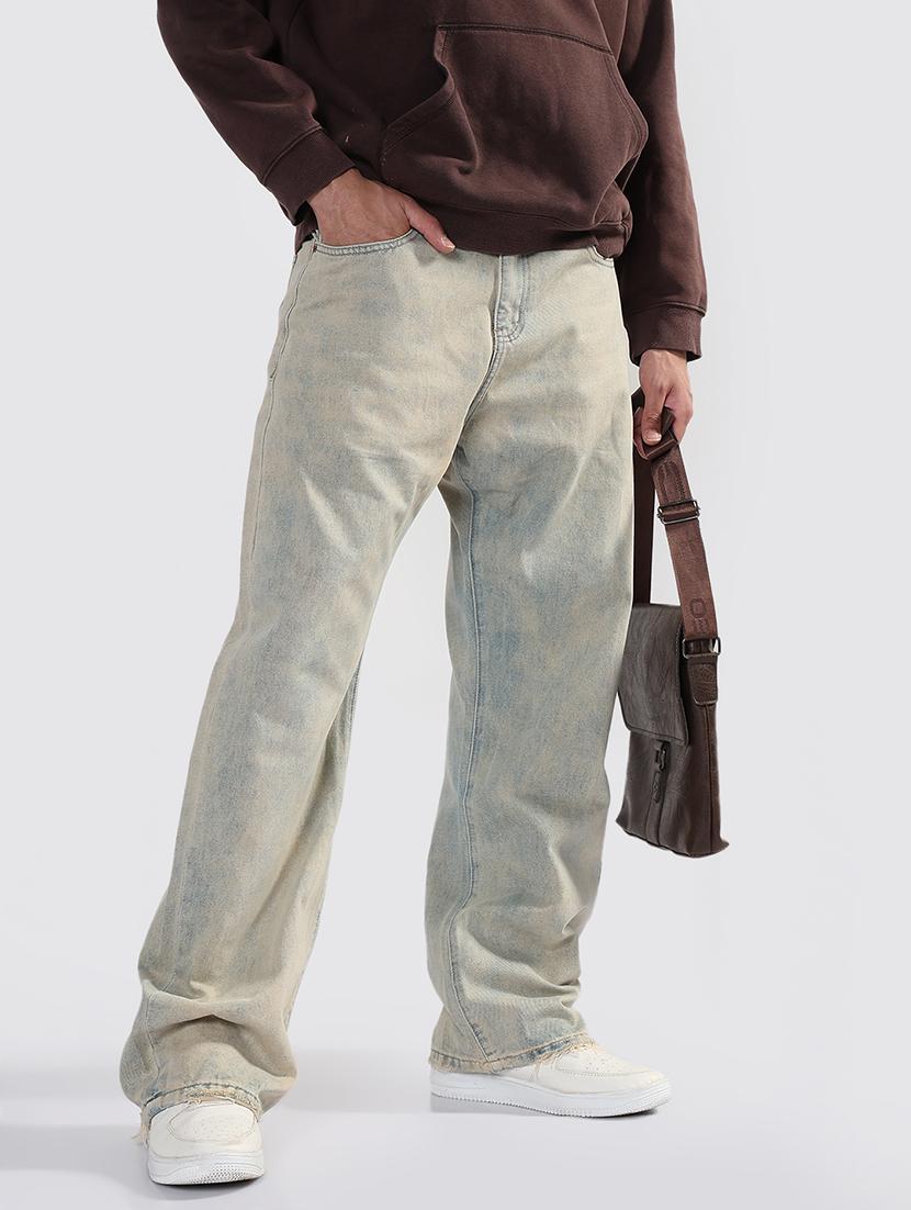 men washed mid rise baggy jean - 21933461 -  Zoom Image - 0