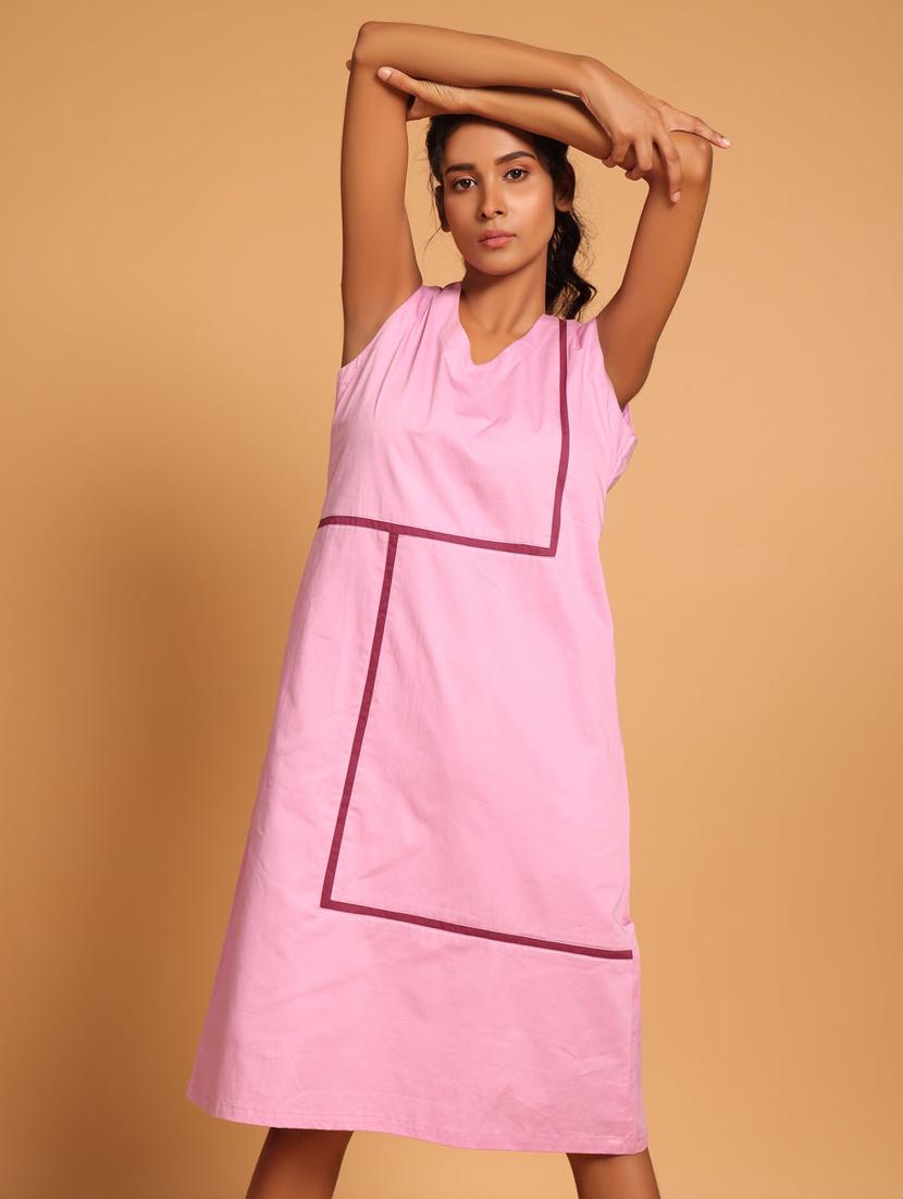 women solid sleeveless a-line dress - 21933474 - Standard Image - 2